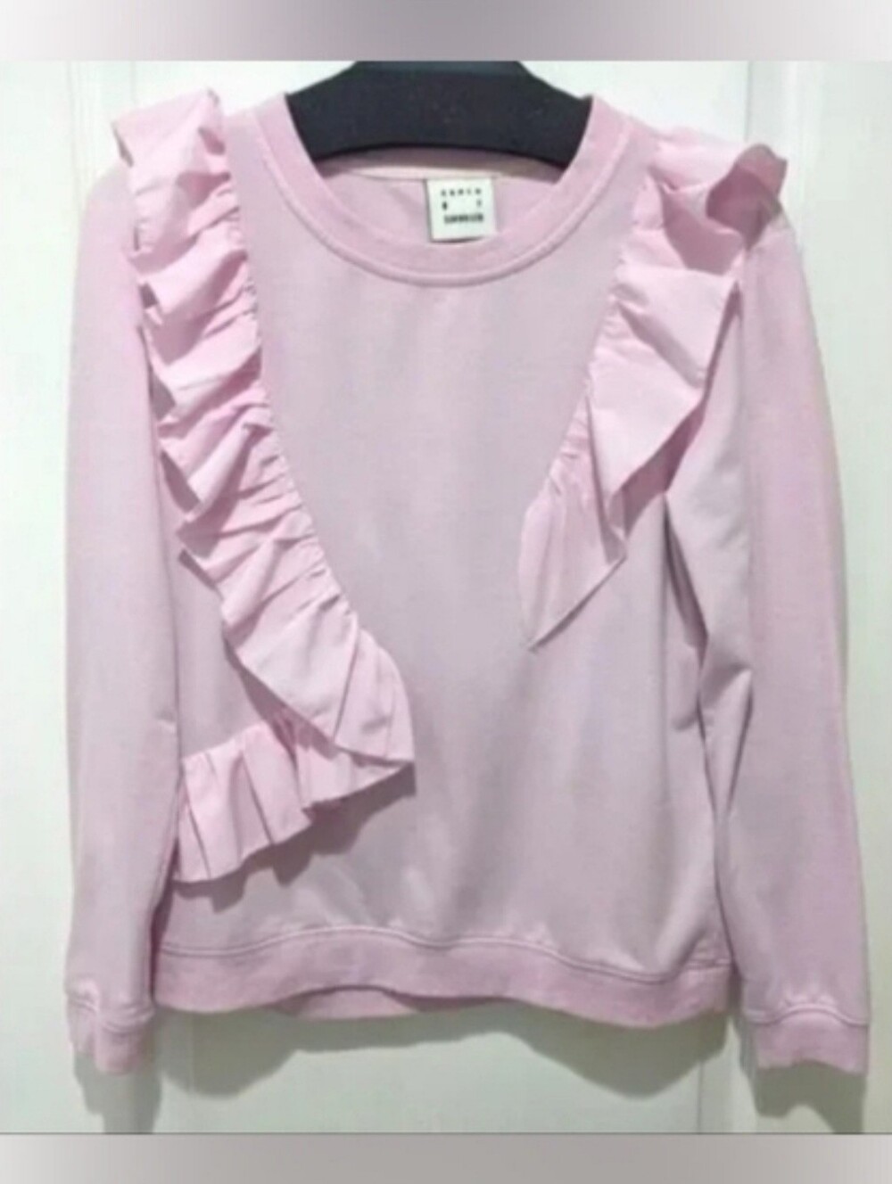 LARGE Cotton Pink Ruffled 'Style Sash Sweatshirt' Karen of Simonson